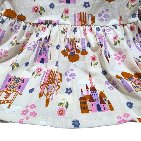 Disney Princess Dress Toddler Girls Castle Print Drop Waist Long Sleeves 2T-4T - Picture 6 of 7
